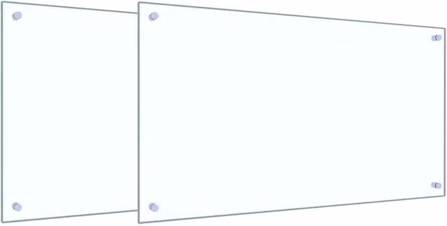 Set di 2 paraschizzi per cucina in vetro temperato trasparente L: 90 cm, H: 50 cm