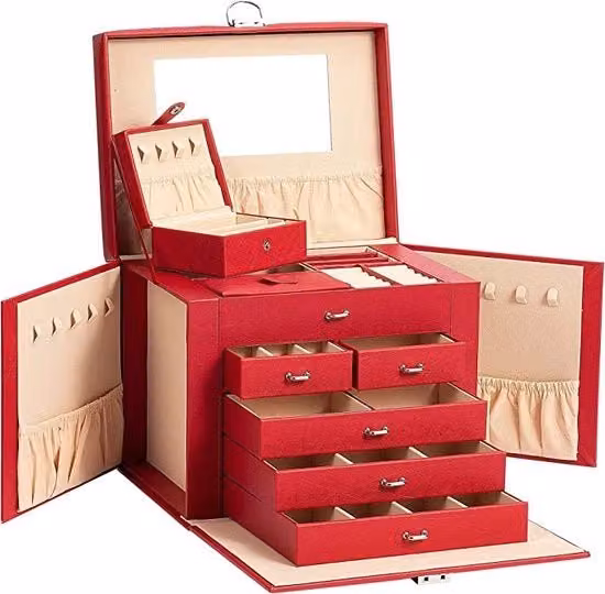 Cassettiera da Viaggio per Donna / Scatola per Oreficeria Scatola per Oreficeria / Cassetti per Oreficeria Portatile per Collane, Orecchini, Anelli - Cassettiera per Oreficeria con Cassetti