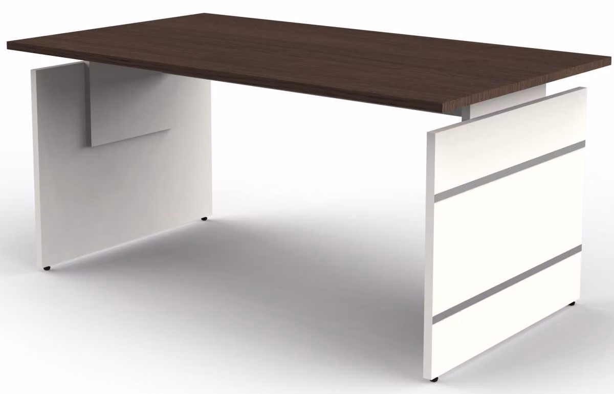 Scrivania con fianchi regolabile in altezza Form4, 160x80x68-76 cm, wengé