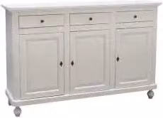 Credenza base napoletana in legno Shabby chic 3 ante bianca pomelli argento