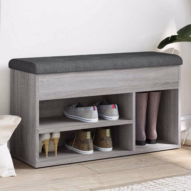Panca porta scarpe vidaXL Grigio moderno in legno e MDF L: 82 cm, P: 32 cm, H: 45,5 cm