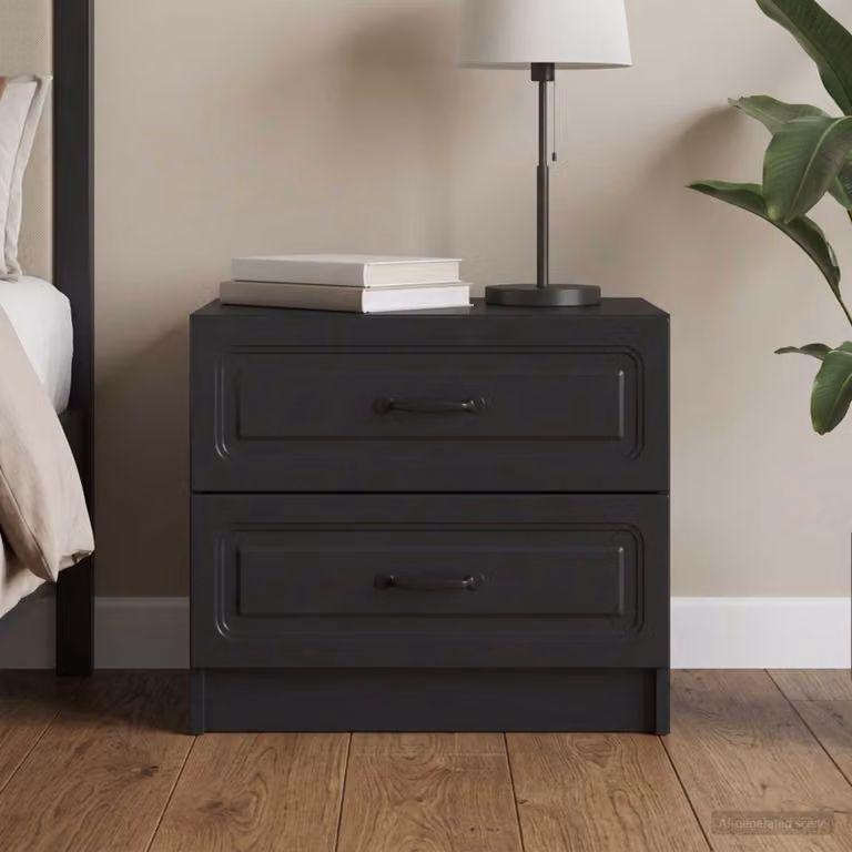 Armadio da notte moderno vidaXL in legno ingegnerizzato nero L 62 x P 34,5 x H 44,5 cm