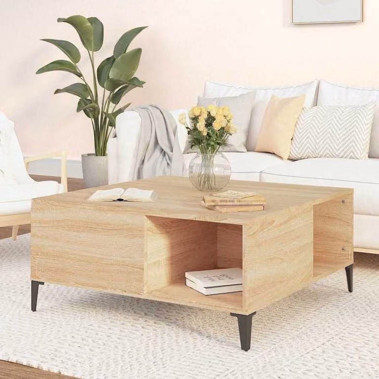 Tavolino da salotto vidaXL in legno Rovere Sonoma, L 80 x P 80 x H 36,5 cm