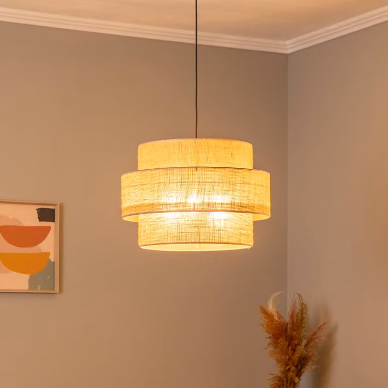 Lampada a sospensione Calisto TK Lighting, dimmerabile, Marrone / Ruggine, Soggiorno / Sala da pranzo, Tessuto / Stoffa / Seta, Lampada a sospensione
