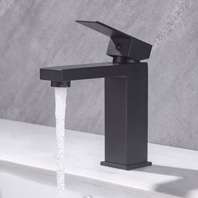 Miscelatore per lavabo, monocomando, nero opaco, acciaio inossidabile
