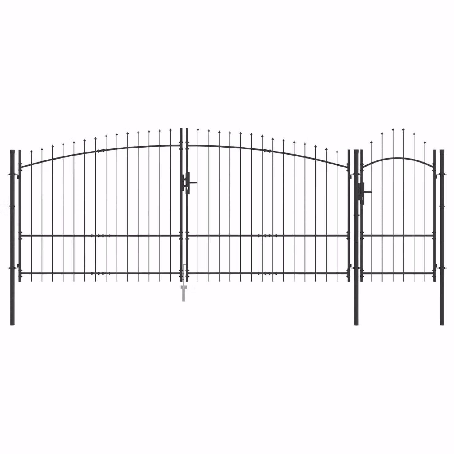 Cancello da giardino doppio vidaXL WOERDEN in acciaio, grigio o nero, L: 400 cm, H: 199,5 cm