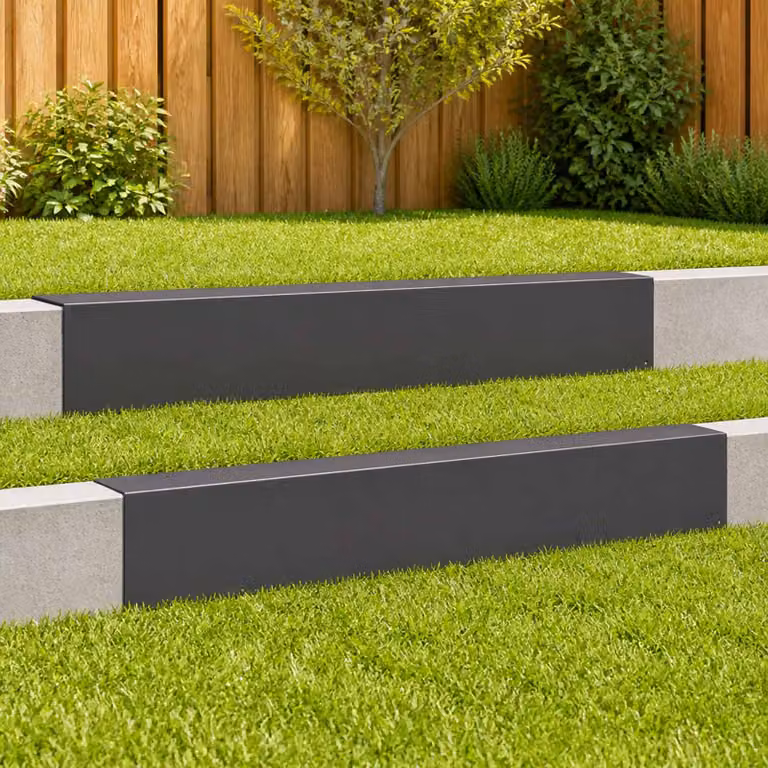 Set di 2 profili di copertura per giardino vidaXL in acciaio, colore antracite o nero, L/P/H: 100 x 6 x 15 cm