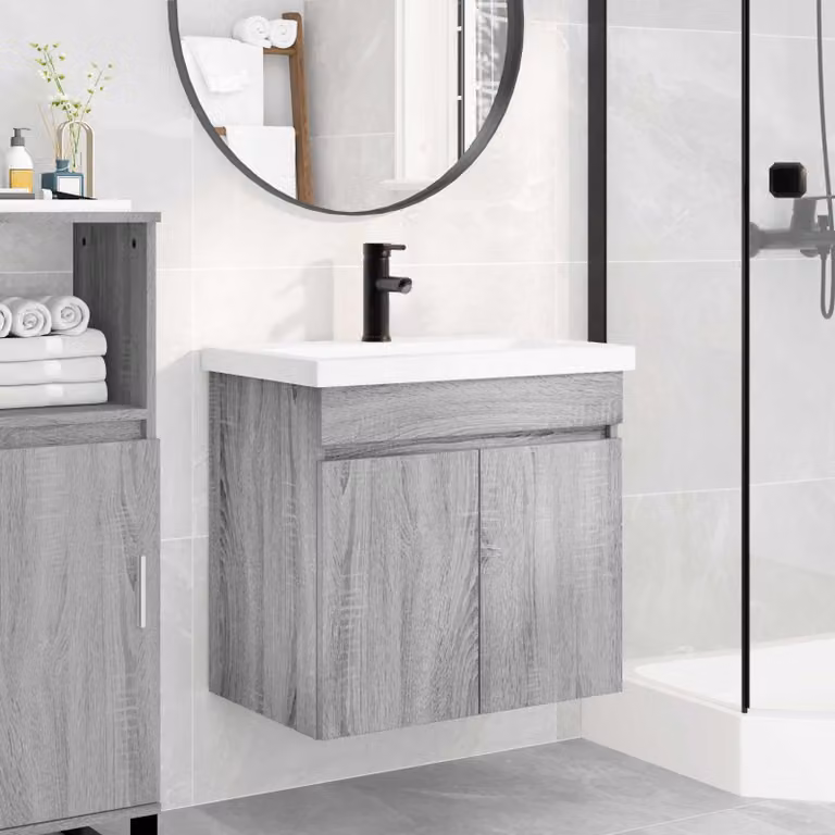 Mobile bagno vidaXL con rubinetto Sonoma grigio L: 61 cm, P: 40 cm, H: 74,5 cm