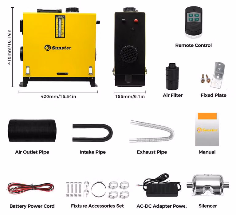 Riscaldatore ausiliario diesel da 8 kW - Riscaldatore per auto con display LCD e telecomando