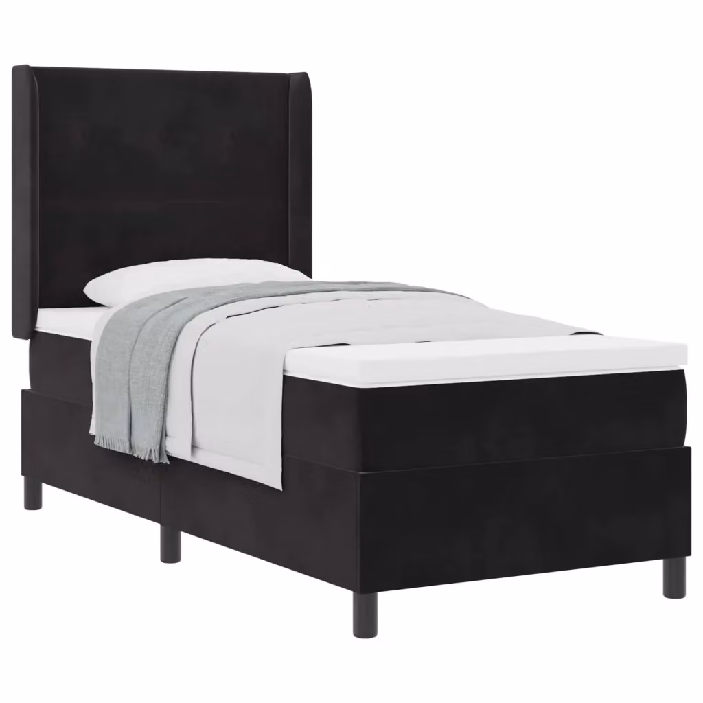 Letto a molle moderno vidaXL con testiera in velluto nero L/P/H: 200 x 80 x 83 cm – 2