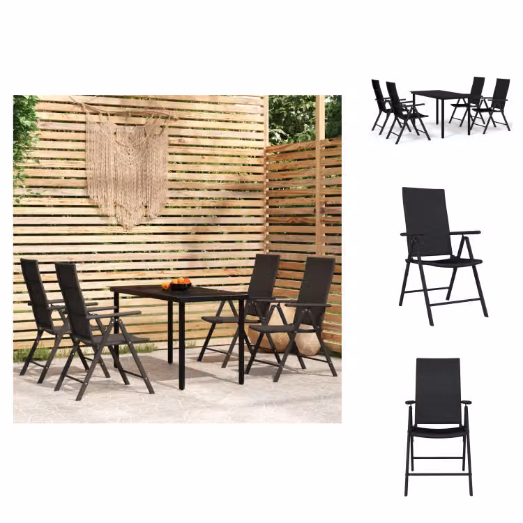 vidaXL Set da pranzo da giardino 5 pezzi nero - Set di mobili da giardino
