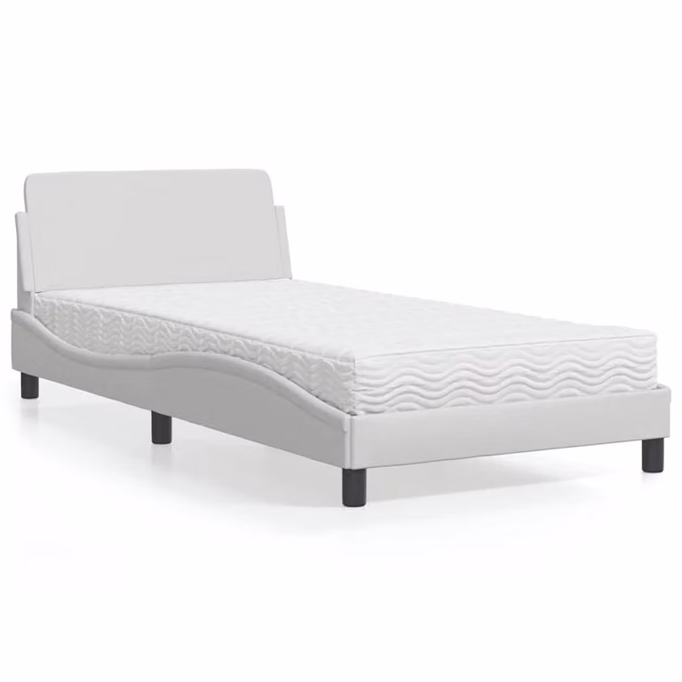 Letto con Materasso Dover vidaXL Bianco in Similpelle L/P: 100 x 200 cm
