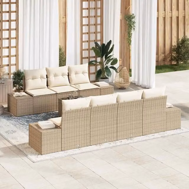 Set Divano da Giardino 8 pz Beige polyrattan 3346971