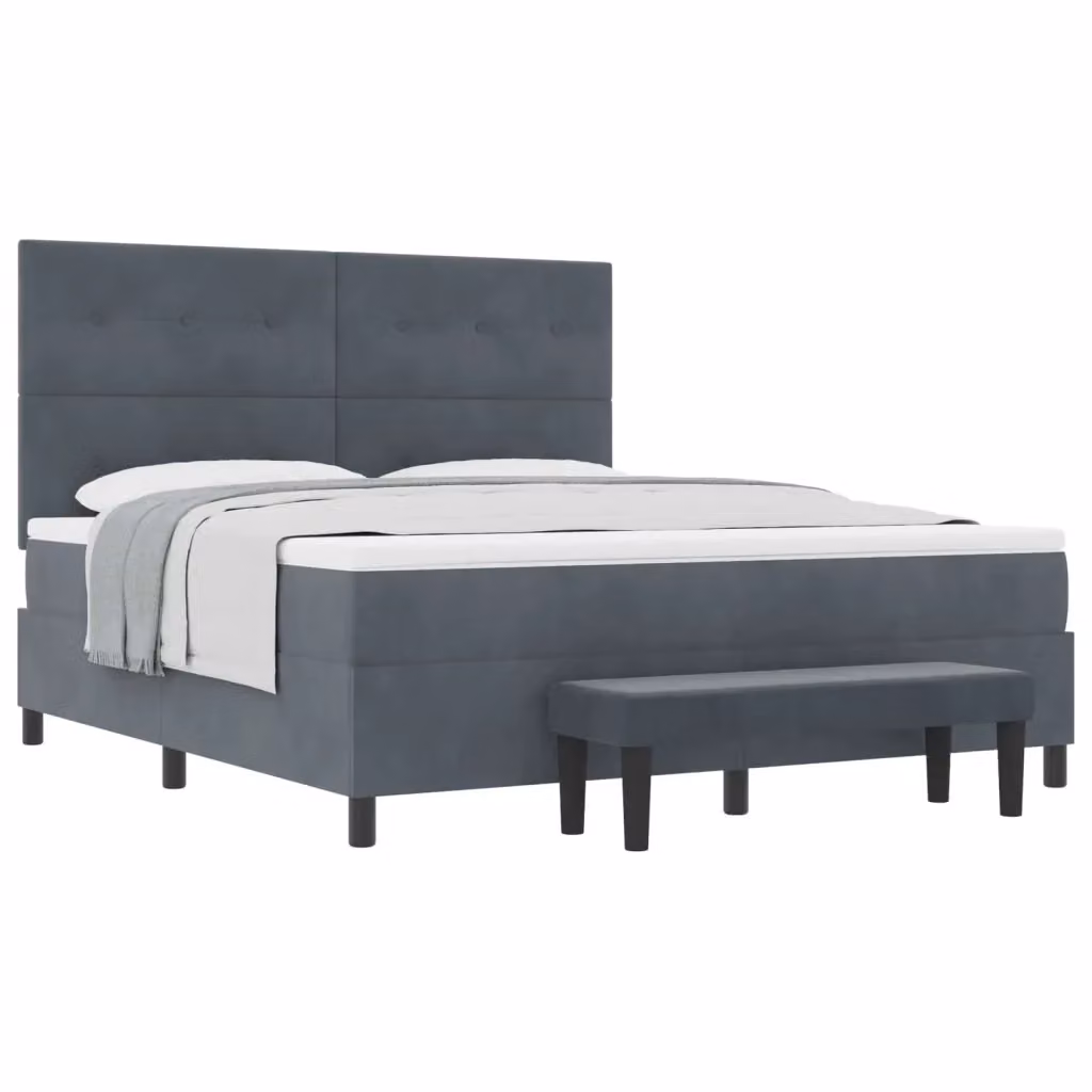 Letto moderno con testiera in velluto grigio vidaXL L: 180 cm, P: 200 cm – 2