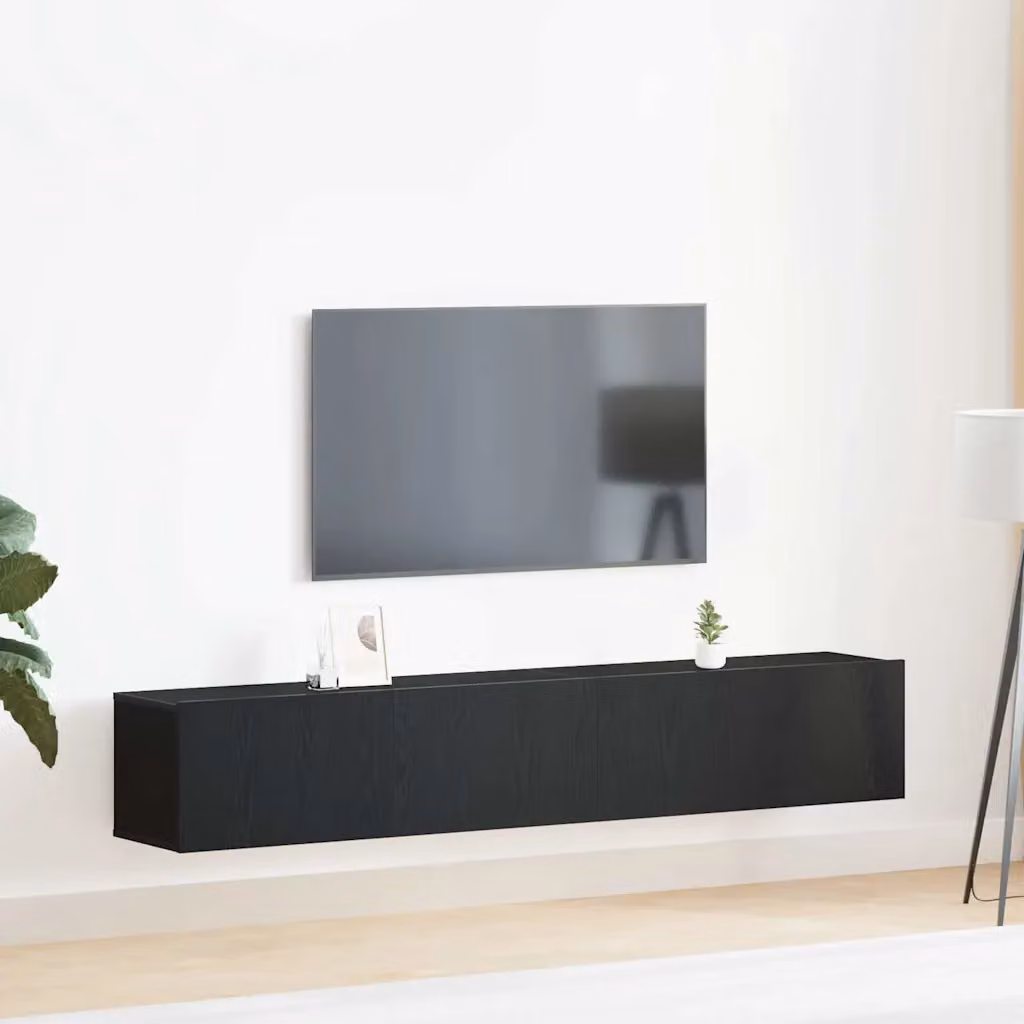Set di 2 mobili TV moderni vidaXL in legno ingegnerizzato nero, L/P/H: 100 x 30 x 30 cm – 1