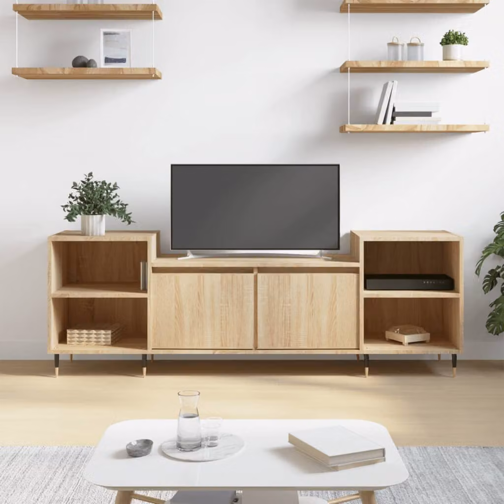 vidaXL Mobile Porta TV Moderno in Rovere Sonoma e Metallo, L 160 x P 35 x H 55 cm