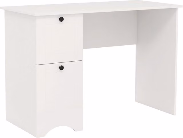Scrivania per computer DESIGN IN con 2 cassetti, scrivania compatta in MDF laminato per ufficio o casa, Bianco e Marrone, L: 109 cm, P: 50 cm, H: 75 cm