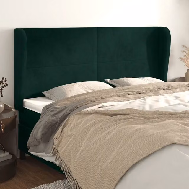 Testiera ad orecchio vidaXL in velluto verde scuro L: 203 cm, P: 23 cm, H: 118-128 cm – 1