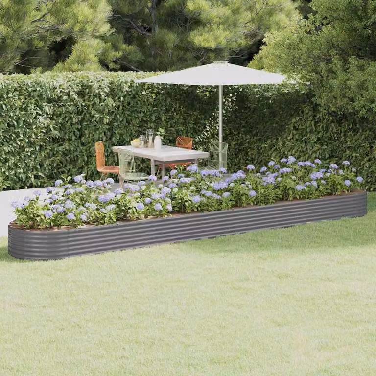 Letto da giardino rialzato vidaXL in acciaio zincato grigio L: 544 cm, P: 100 cm, H: 36 cm