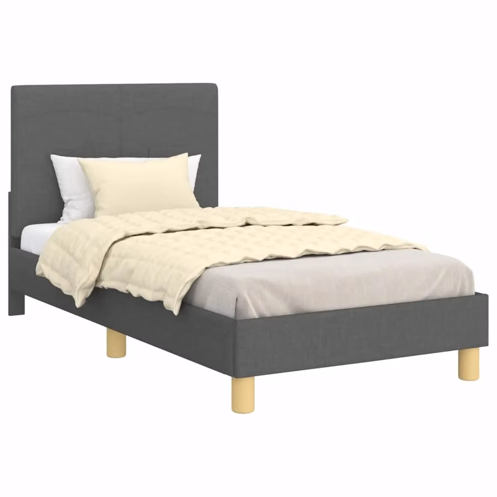 Struttura letto per bambini vidaXL con testata imbottita e scomparti laterali, Grigio, 80 x 160 cm – 2