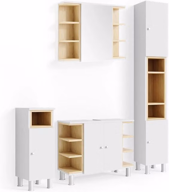 Set mobili bagno Aquis Bianco 4 pezzi Vicco