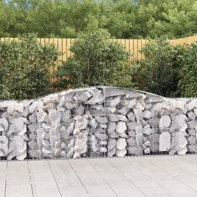 Set di 10 Cesti Gabbioni ad Arco Videx in Acciaio Zincato Grigio, L: 400 cm, P: 50 cm, H: 80/100 cm – 1