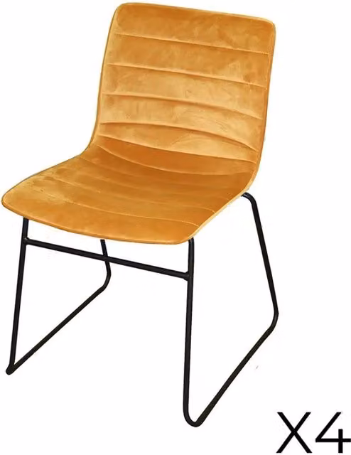 Set di 4 sedie in velluto a coste giallo collezione NETS stile industriale
