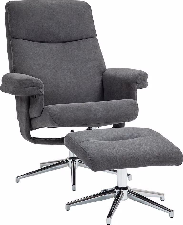 Poltrona relax Fortuna Lai con poggiapiedi, poltrona TV imbottita con funzione reclinabile, poltrona reclinabile con effetto velluto, portata massima 150 kg, per soggiorno, camera da letto, grigio scuro