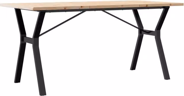 Tavolo da pranzo e da cucina rettangolare in legno di pino e acciaio con telaio a X, colore marrone, L: 160 cm, P: 80 cm, H: 75,5 cm – 1