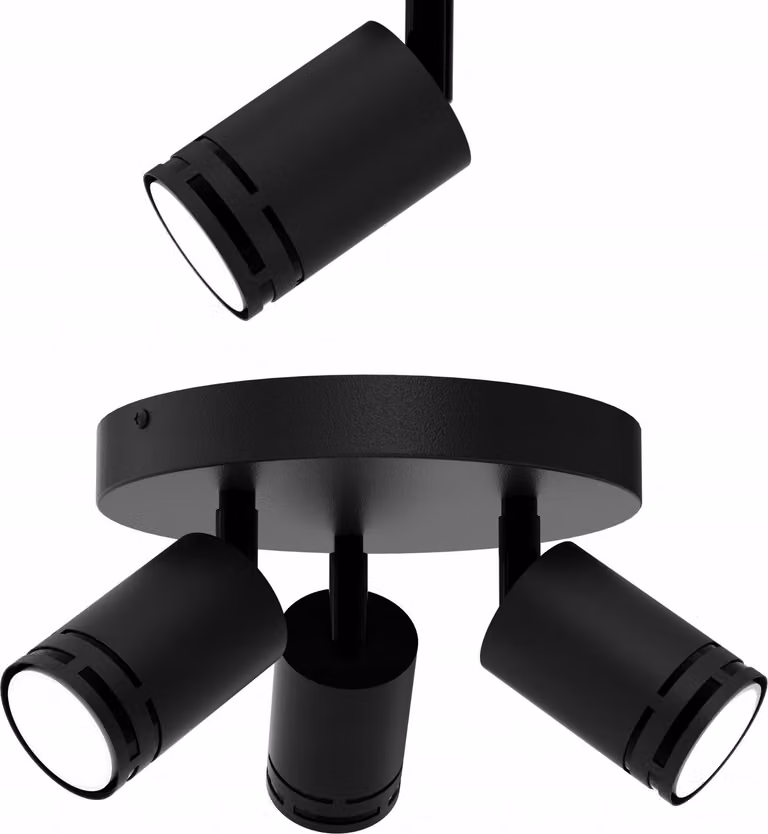 Lampada Da Soffitto Led Nera Mobile Con Inserto Gu10 E Faretto Regolabile