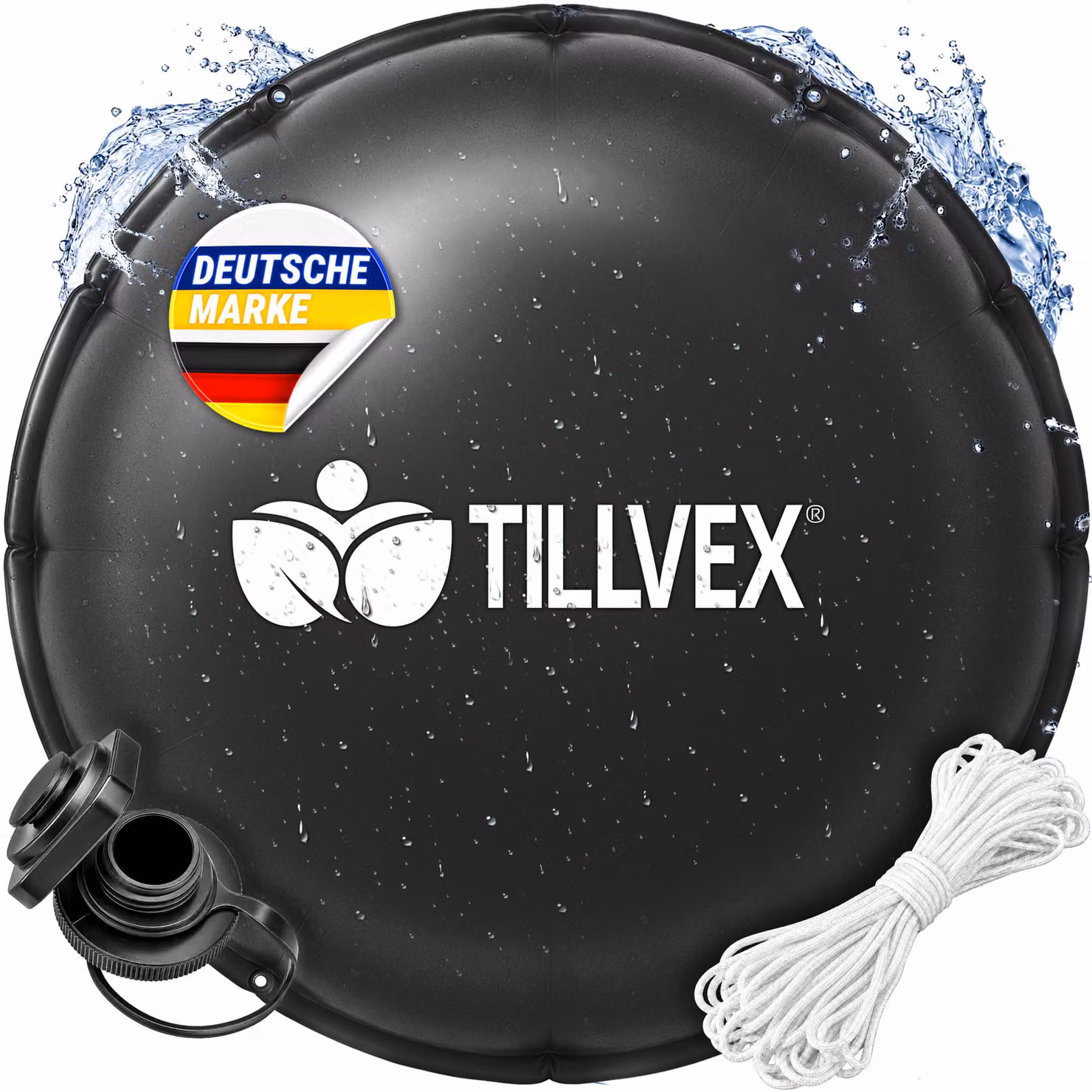 tillvex® Cuscino per piscina invernale XXL, diametro 4 m, rotondo, con 12 m di corda e kit di riparazione | Cuscino gonfiabile per la copertura invernale della piscina, resistente al gelo e al cloro, fino a -20°C | Cuscino invernale completo di valvola a