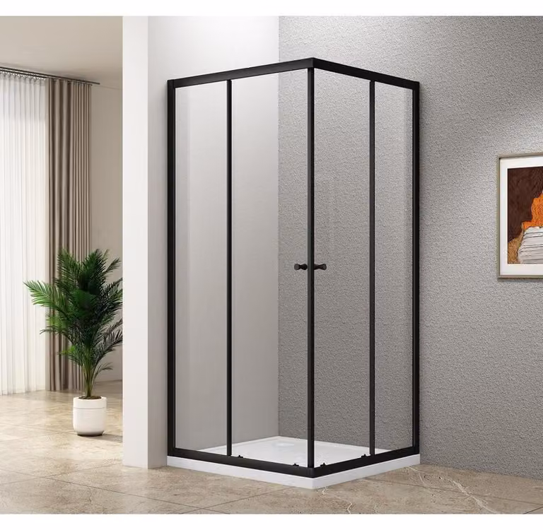 AGGA BLACK Cabina doccia quadrata 900x900mm, vetro trasparente