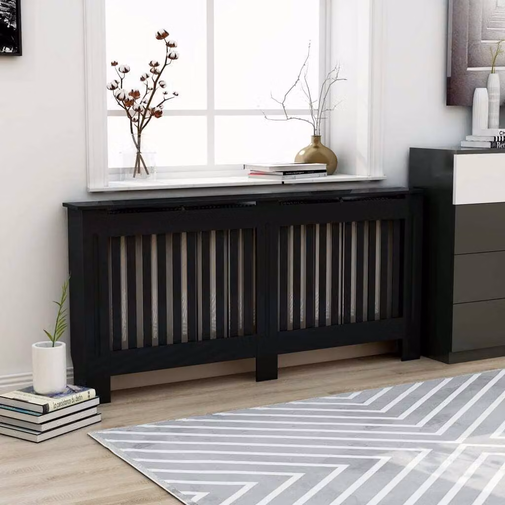 The Living Store Rivestimento per radiatori nero 172x19x81,5 cm MDF