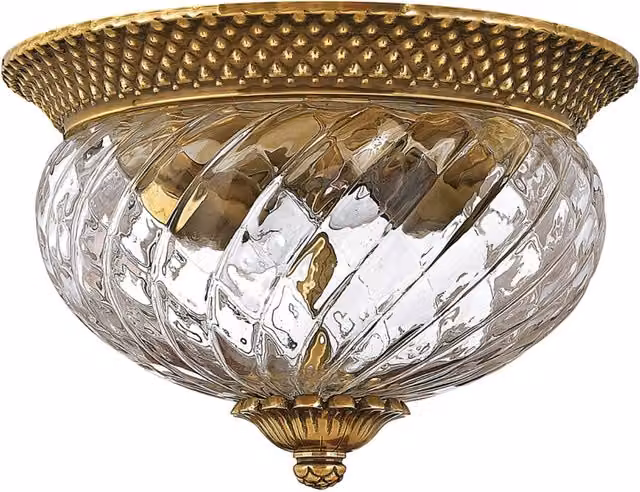 Plafoniera Contemporanea Plantation Ottone Bronzo Brunito Vetro 2 Luci E27
