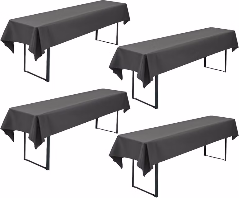 Tovaglia scura, color grigio scuro, 110 x 260 cm, in poliestere, lavabile, adatta per tavoli da birra
