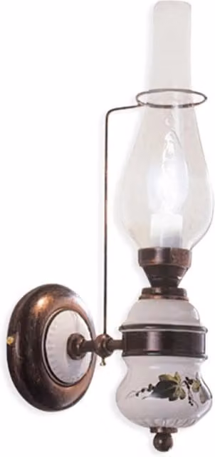 Applique Classica Pompei Ottone E Ceramica Nero Sfumato Rame 1 Luce E14