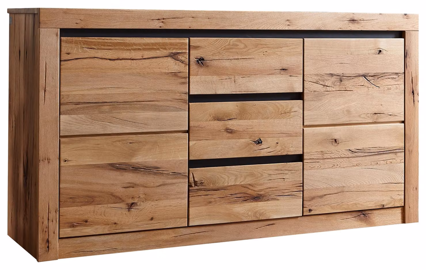 MASSIVMOEBEL24 | Credenza in legno di quercia selvatica / cerro 155x43x80 oliato naturale MONTREUX #154