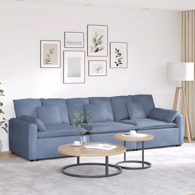 Divano Modulare con Cuscini Blu 3321110
