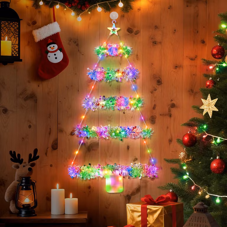 Lampada a LED decorativa, altezza 88 cm, con festoni di paillettes, 8 modalità, timer, alimentazione a batteria