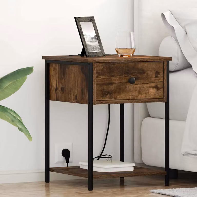 Armadio da Notte vidaXL in Rovere Fumé Marrone L 42 cm x P 41 cm x H 56 cm