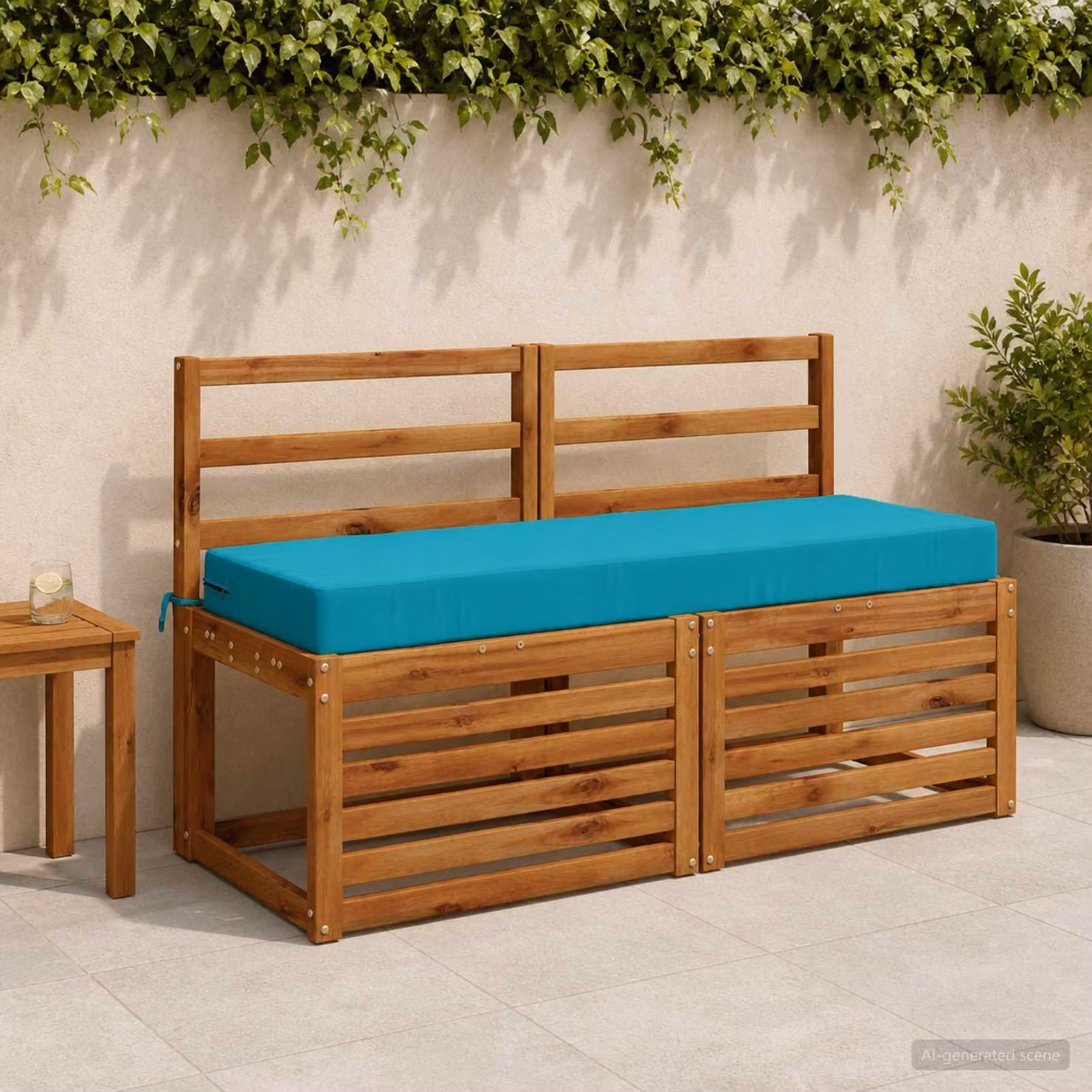 Cuscino per la seduta vidaXL SOEST in poliestere, colore turchese, con rivestimento lavabile e resistente ai raggi UV