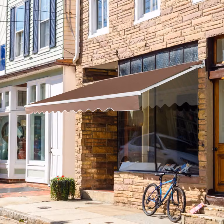 Tenda da sole a caduta inclinabile Costway con manovra a scomparsa in alluminio e poliestere, Marrone, L: 4 m x P: 2,5 m