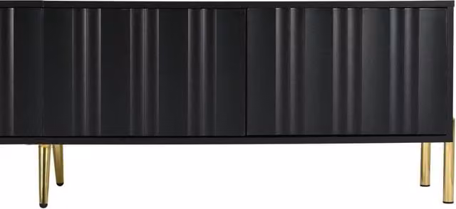 Mobile TV nero con gambe dorate, 190x38x48 cm
