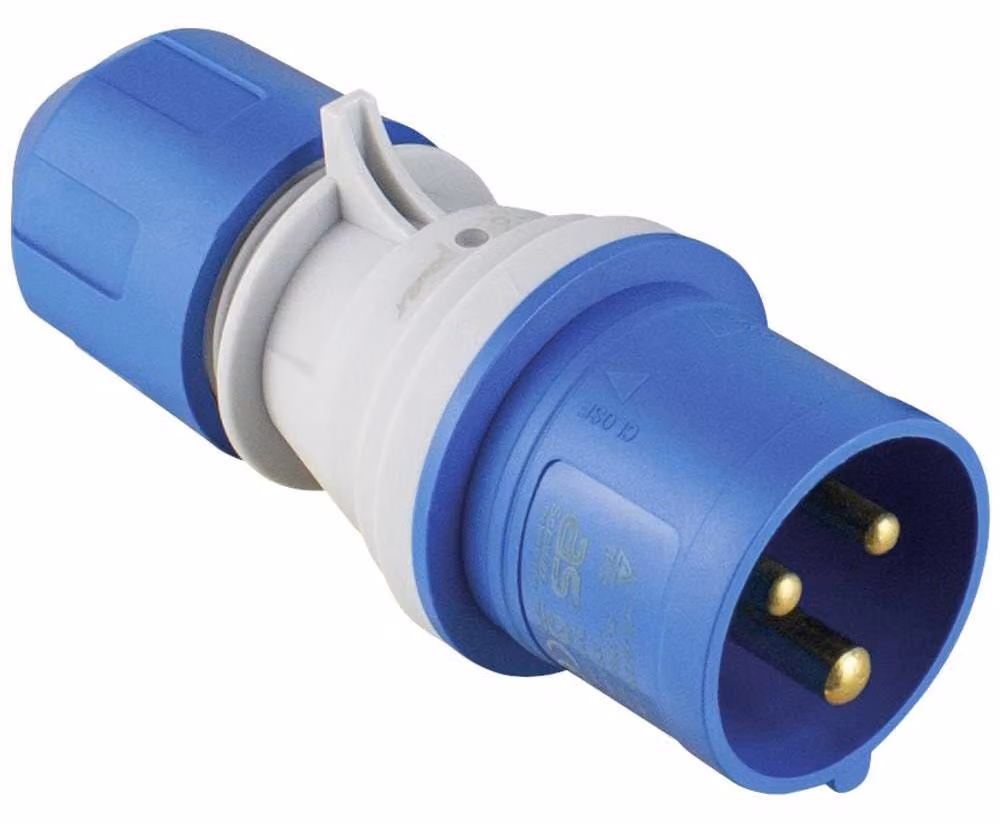 Spina con indicatore di tensione, 230 V, 16 A, spina per esterni, grado di protezione IP44