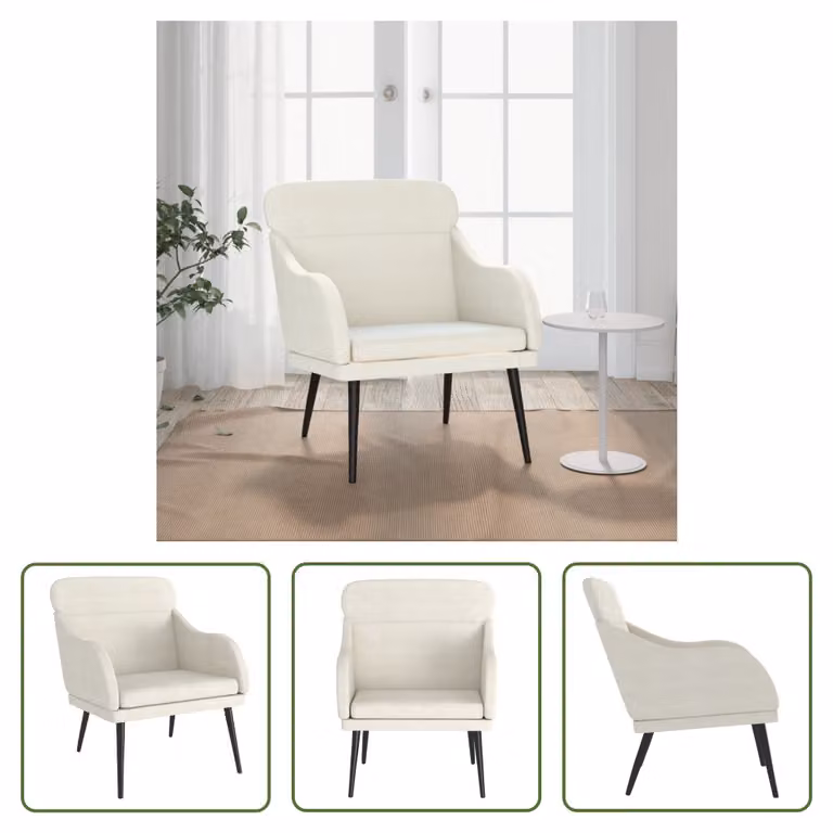The Living Store Poltrona Crema 63x76x80 cm Velluto