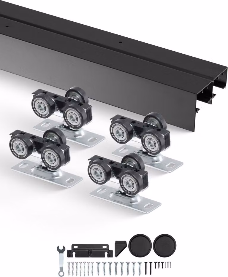 Set di binari per porte scorrevoli Hardware a doppio binario 1219 mm Sistema per porte scorrevoli