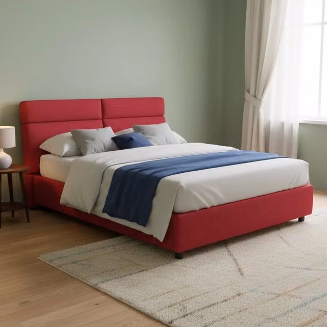 Letto Matrimoniale Ator DMORA Rosso e Nero L/P: 160 x 200 cm – 1