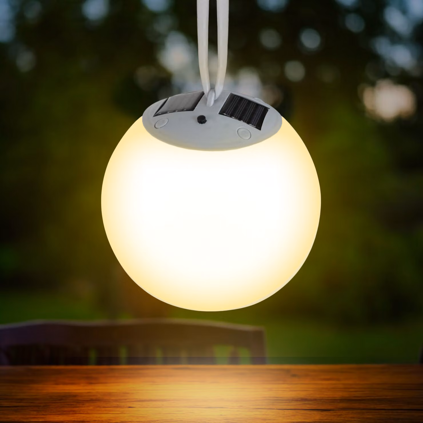 3.07 Lampada a sospensione LED solare Premium - Ø 20 cm - 4 LED bianco caldo