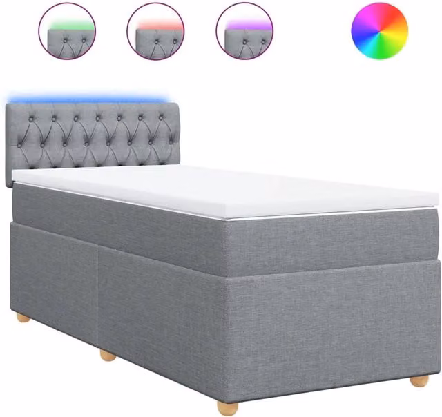 Letto singolo | Letto per adulti | Giroletto a Molle con Materasso Grigio Chiaro 80x200 cm Tessuto