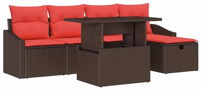 Set da giardino per divano, 6 pezzi, in rattan sintetico